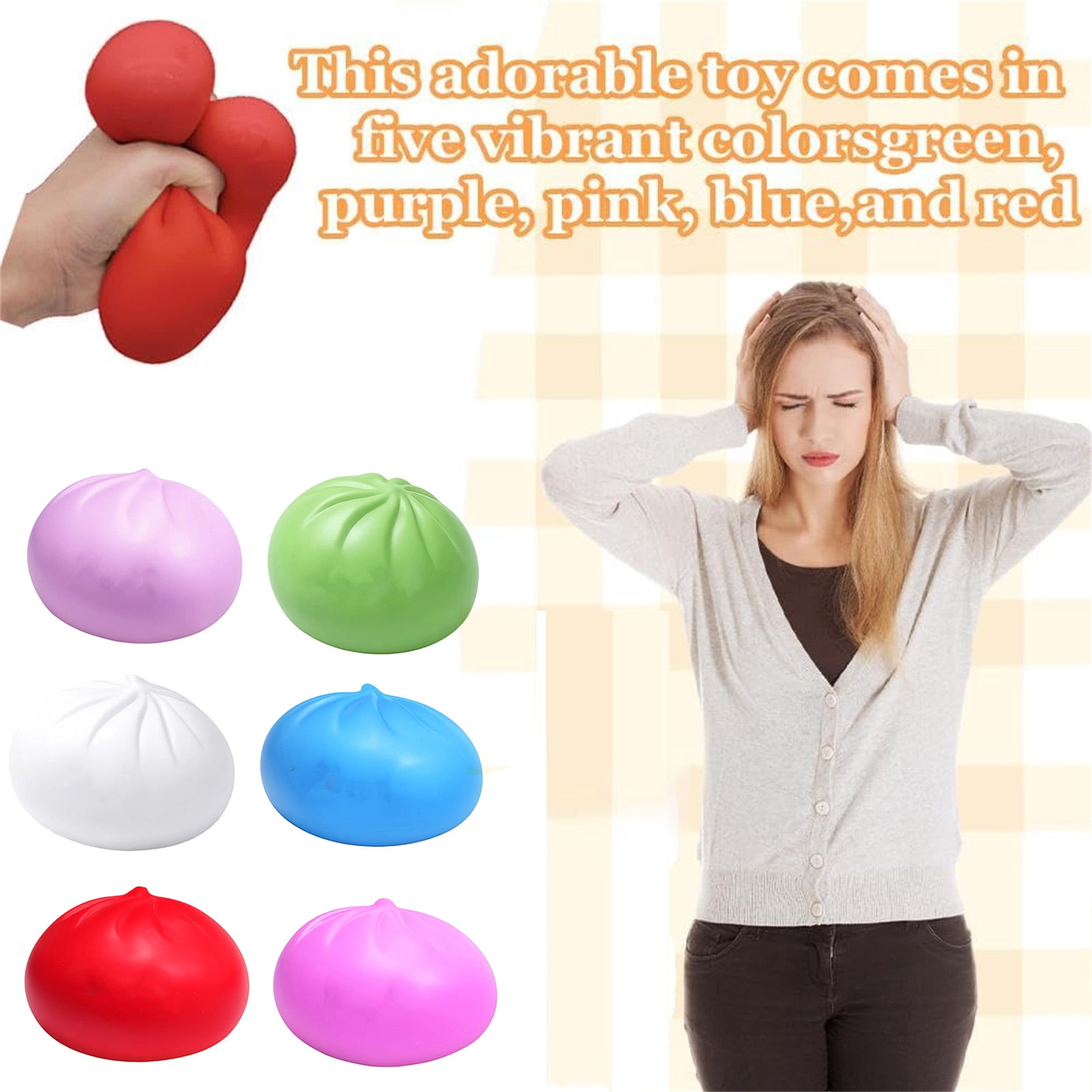 Cute Squishy Dumpling Large, Squishy Dumpling Doll with Cute Expressions, Silicone Bun Sensory Fidget Dolls, Hand Pinching Decompression Dolls