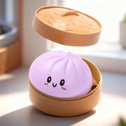 Cute Squishy Dumpling Large with Steamer, Squishy Dumpling Doll with Cute Expressions, Silicone Bun Sensory Fidget Dolls, Hand Pinching Decompression Dolls