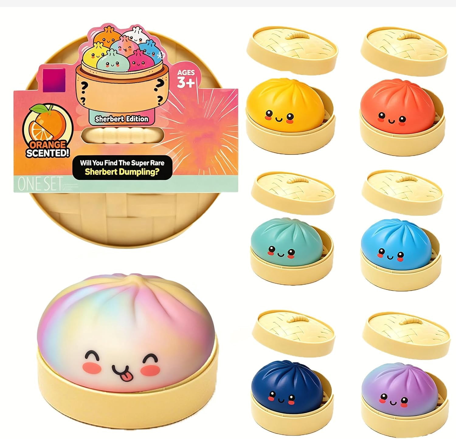 Mystery Dumpling Squishy Sherbert Edition, Random 1 of 7 Colors ...