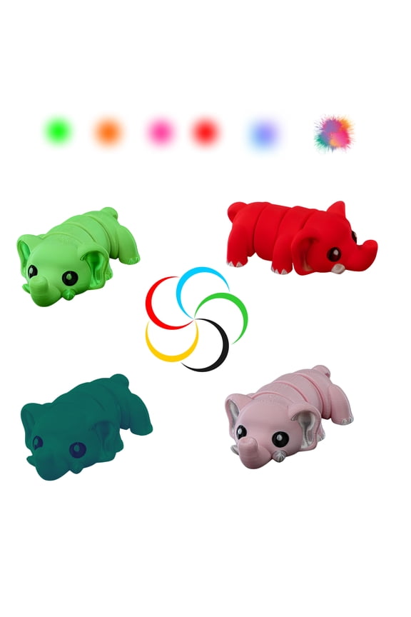 Mystery Flexi Elephant Keychain 2-Pack 3D Printed Fidget Toy | Random Colors