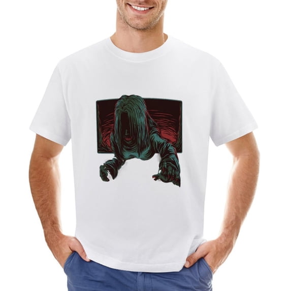 Mystery Girl Ghost Death Metal Men’s T-Shirt 100% Cotton Casual Short Sleeve Tops Gift Tee White 4XL