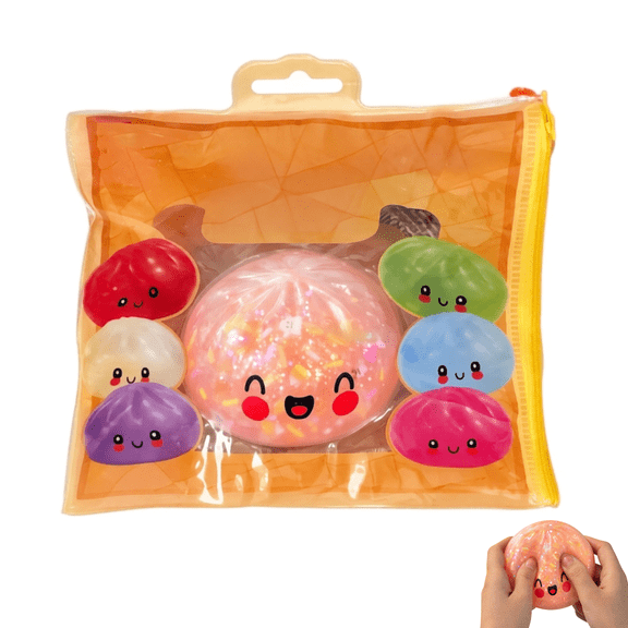 Mystery Glitter Dumpling Squishy Mini Bag,Cute Dumpling Squishies with Mini Bag,1PC Bao Bun Squeeze Toy Collectible Fidget Novelty Toy for Kids Desktop Decor Christmas Gifts B