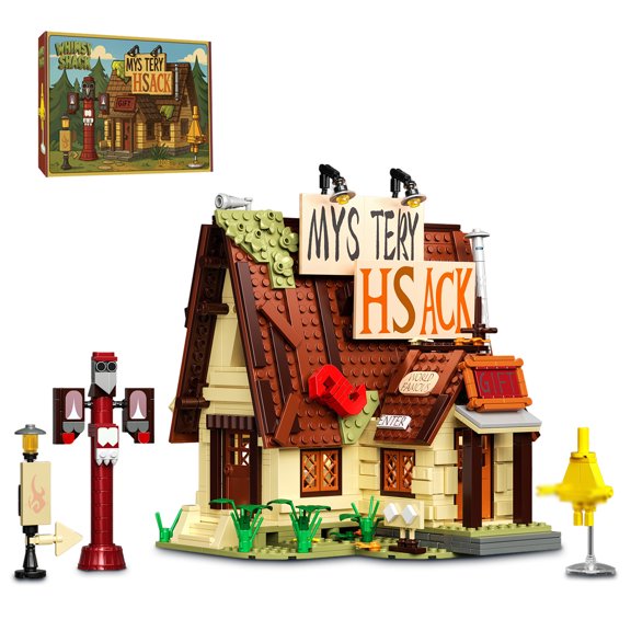Mystery House Building Set for Adults, Gravity Adventure Falls A Frame Cabin Modular with Instruction Poles &Streetlight, Ideas Collectors Movie Sets 1108 PCS