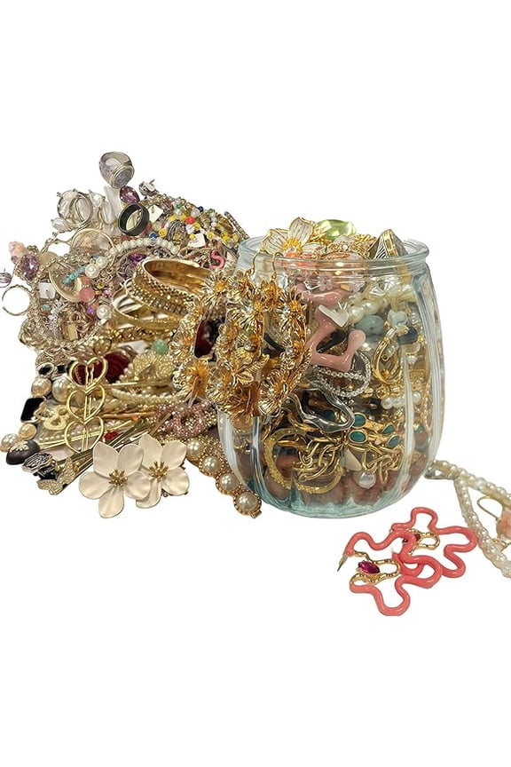 Mystery Jewelry Jar - 25.4fl Oz Surprise Jewelry Box for Women, Mystery Jar Gift Set Including Necklace/Earrings/Rings/Bracelet/Keychain/Hair Clip - Unique festival gifts (w)