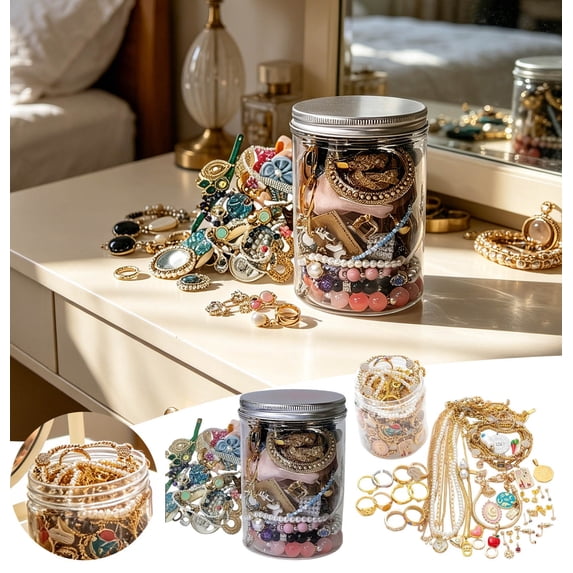Mystery Jewelry Jar Set, 25-Piece Assorted Acrylic & Stainless Steel Jewelry, Random Fashion Accessories For Women Gift
