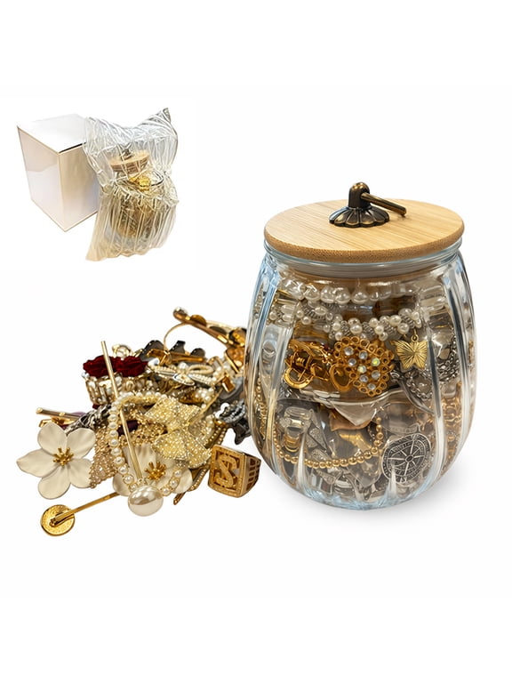 Mystery Jewelry Jar for Women, Vintage and Modern Style Assortment with 45-50 Pcs Necklaces Earrings Rings Bracelets, Gift Set for Woman