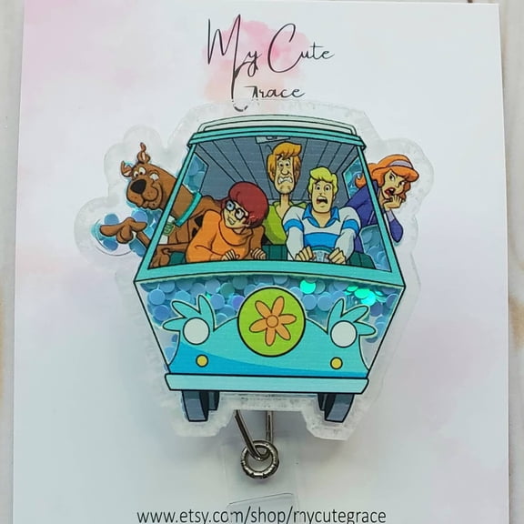 Mystery Machine Badge Reel, 90s Cartoon Dog, Retractable ID Holder