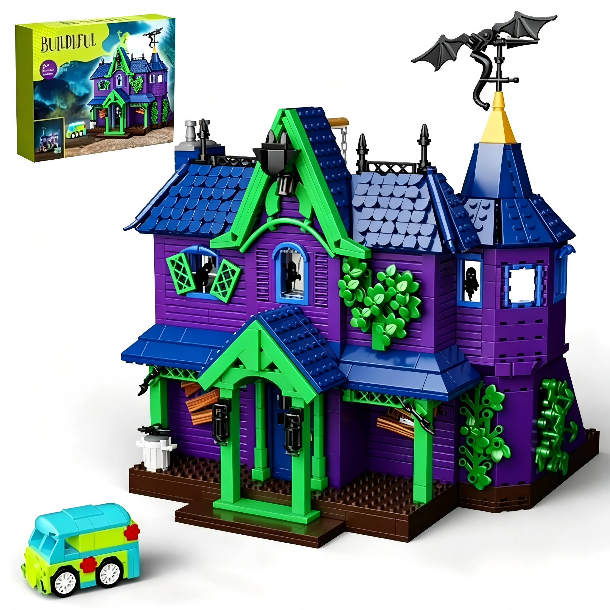 Mystery Mansion Building Blocks Haunted House Mystery Machine Bricks Toys Kids Gifts 1461 Pcs