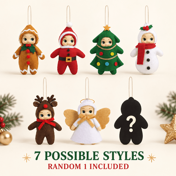 Mystery Mini Elf Ornament Blind Box, Retro Christmas Tree Hanging Doll, Collectible Holiday Decor Figure (Random 1 of 7)