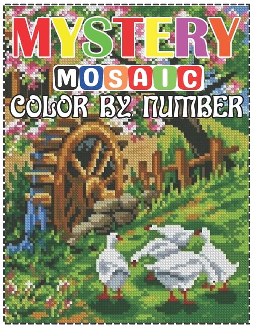 Mystery Mosaic Color By Number: Large Print landscape Adult Coloring Book Intricate Pixel Color By Number (Paperback)