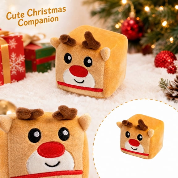 Mystery Plush Cube Squishy Cute Stuffed Toy Soft Squeeze Decompression Dough for Holiday Party, Small Deer, Slow Rising Novelty Fidget
