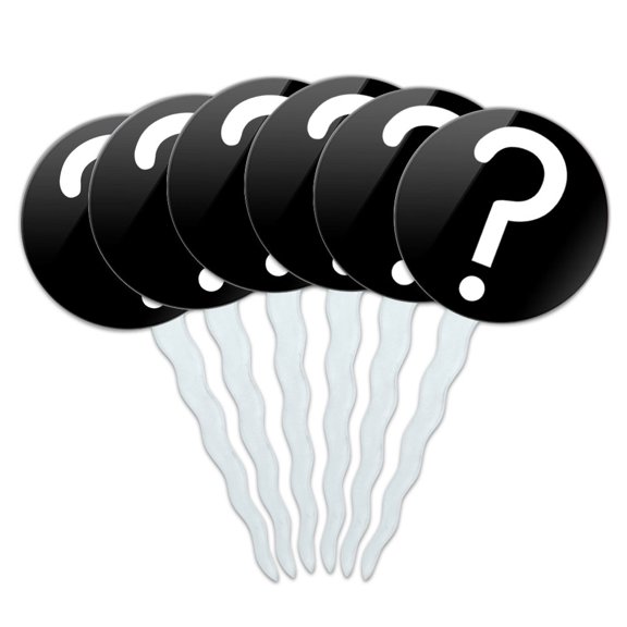 Mystery Question Mark Cupcake Picks Toppers - Set of 6