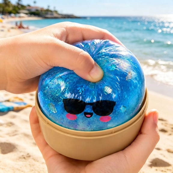 Mystery Seashell Dumpling â Ocean Blue with Seashell Inside â Desk Stress Relief for Adults â Ocean Themed Desk Decor Party Favor Gift