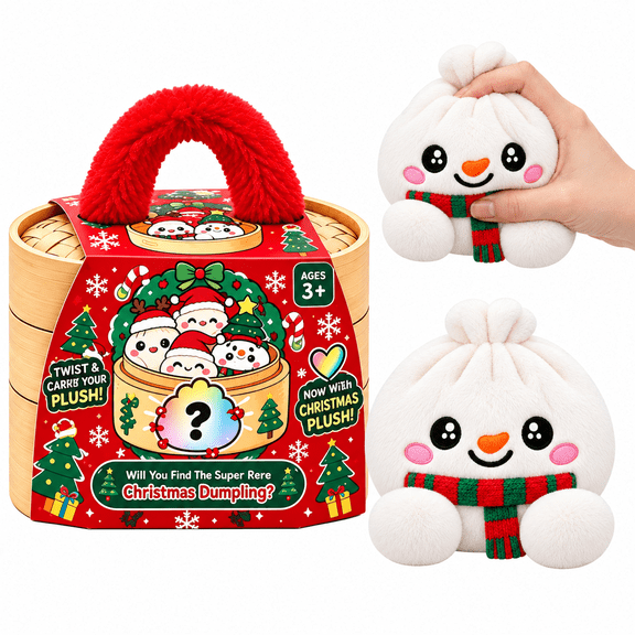 Mystery Soft Dumpling Plusies, Dumpling Squishy Stuffed with Embroidered Facial Details and Round Feet, Collectible Plush Dumplings for Stress Relief, Home Decoration and Christmas Gifting