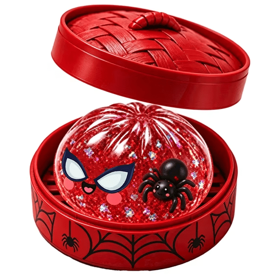 Mystery Spider Dumpling Squeeze Toy,with Steamer Box.A Christmas and Halloween Ideal Gift