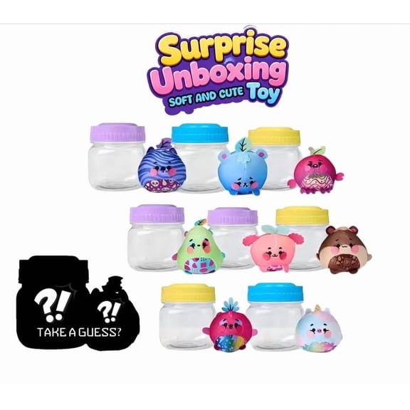 Mystery Squishy Box for Kids, Water-Activated Plush Surprise Jar, 8 Adorable Animal Friends, Perfect for Kids Learning Through Play & Exploration (UNbox 1 of 8 Random Styles)