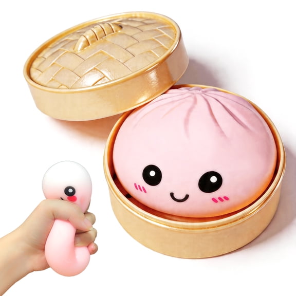 Dumpling Squishy Sensory Fidget Toy Anxiety Relief, ADHD Focus Tool, Autism Calming Support, Quiet Desktop Pal-Pink