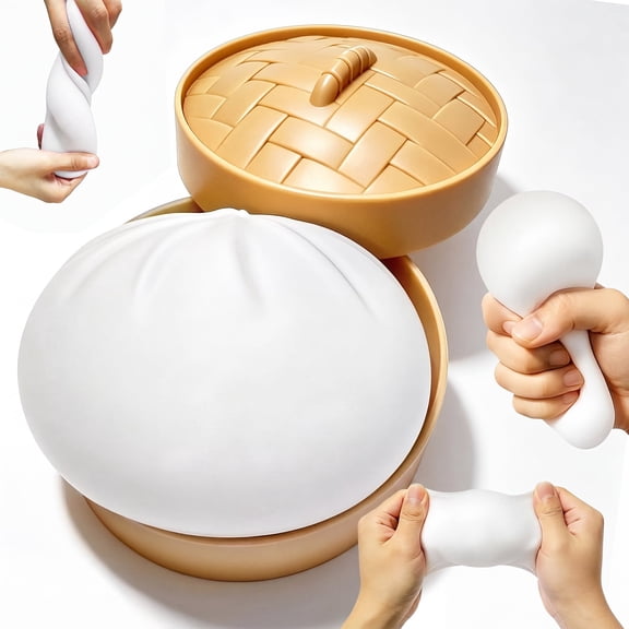 Dumpling Squishy Sensory Fidget Toy Anxiety Relief, ADHD Focus Tool, Autism Calming Support, Quiet Desktop Pal, White.