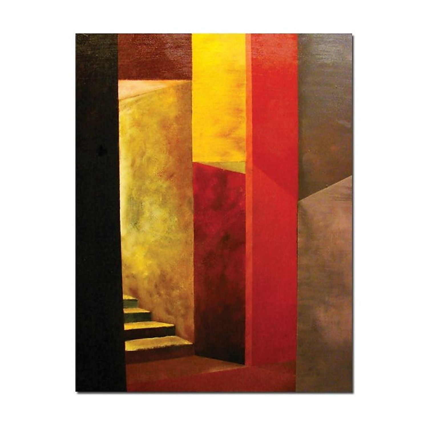 Large Multicolor Abstract Canvas Art with Stairway Design