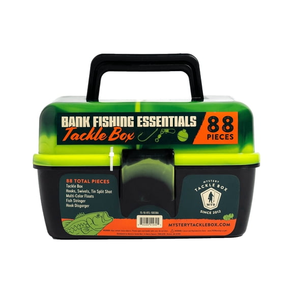 Mystery Tackle Box Bank Fishing Essentials Tackle Box and 88 Piece Tackle Kit
