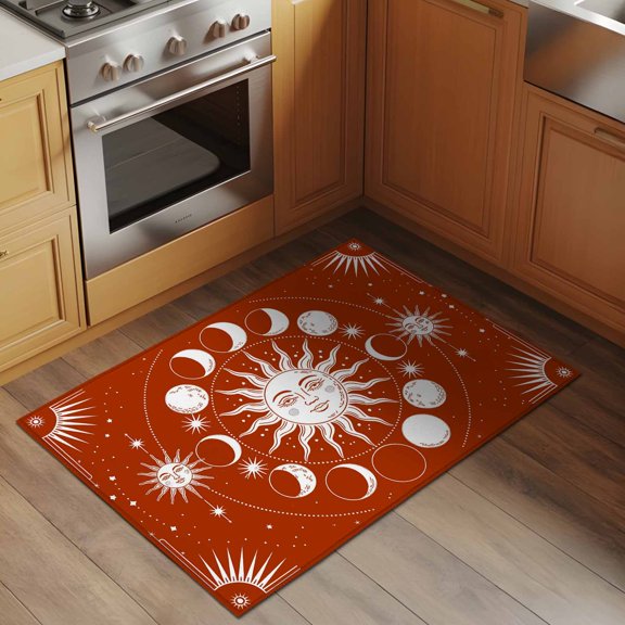Mystery Tarot 2x3 Rug for Entryway Front Door Kitchen Sink Area, Sun Moon Low Pile Washable Non Slip Rectangle Area Rug