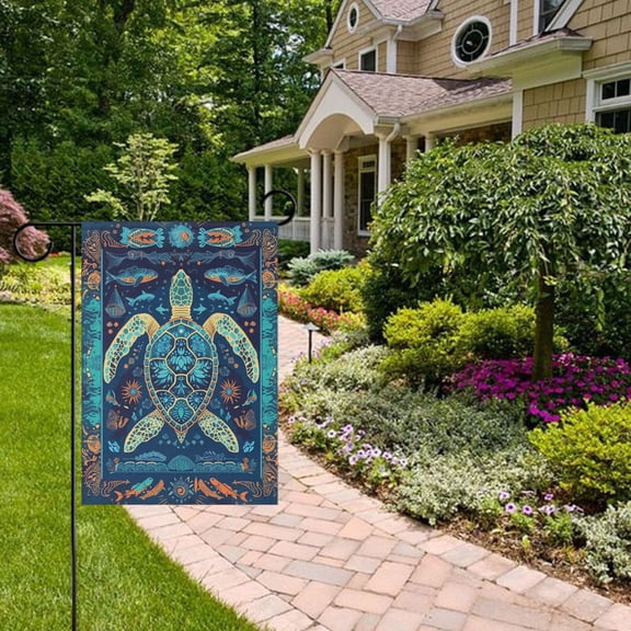 Mystery Turtle Garden Flag Double Sided 12 x 18 Inch Outside Yard Decoration Outdoor Flag