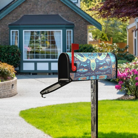 Mystery Turtle Mailbox Cover Magnetic Standard Size Post Box Cover Wraps Home Garden Decor 18" X 21"