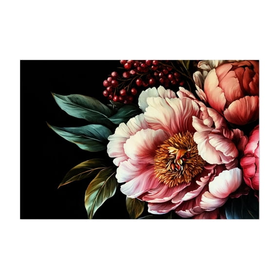 Mystic Baroque Lush Garden Peonies - Painting Floral Flowers Botanical Modern Art Art Deco Garden Nature Unframed Wall Art Print 4 x 6 inches