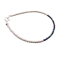 thumbnail image 1 of Mystic Black Spinel 3mm Round Shape Faceted Cut Beads 7 inch Silver Plated Clasp Bracelet for men, women, unisex. Link Chain Stacking Bracelet.|LINK_05117, 1 of 5
