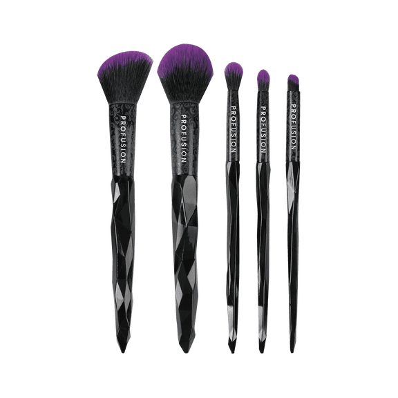 Profusion Cosmetics Mystic Blend 5 PC Face & Eye Brush Set, Fluffy Lightweight Makeup Brushes with Synthetic Bristles for Smooth Application, Cruelty-Free