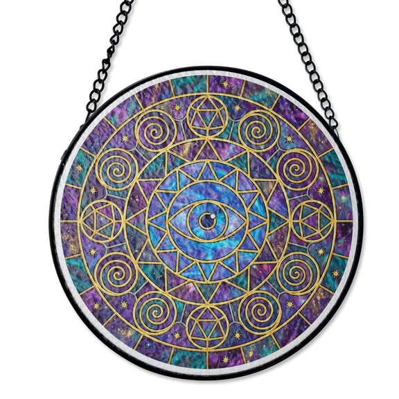 Mystic Celestial Eye Galaxy Stained Glass Suncatcher Spiritual Room Decor Magic Gift