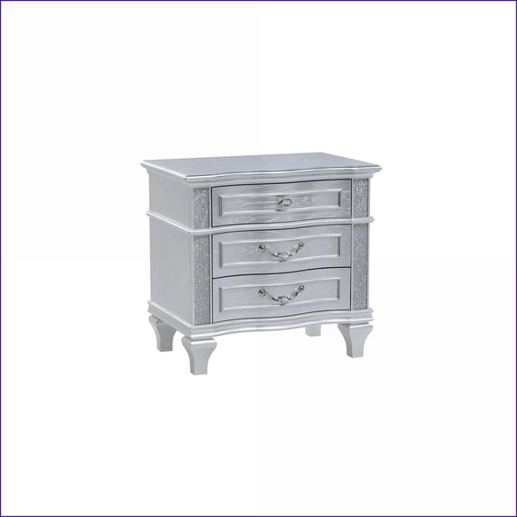 Mystic Contemporary Light Gray Wood Nightstand with 3 Drawers