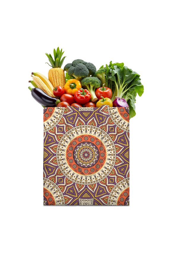 Mystic Cultural Pattern Foldable Shopping Bag - Durable Compact Tote with Boho Chic Design