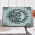 thumbnail image 1 of Mystic Cutting Board, Ornate Crescent Moon with Stars and Mandala Eastern Graphic, Decorative Tempered Glass Cutting and Serving Board, Large Size, White Beige and Black, by Ambesonne, 1 of 1