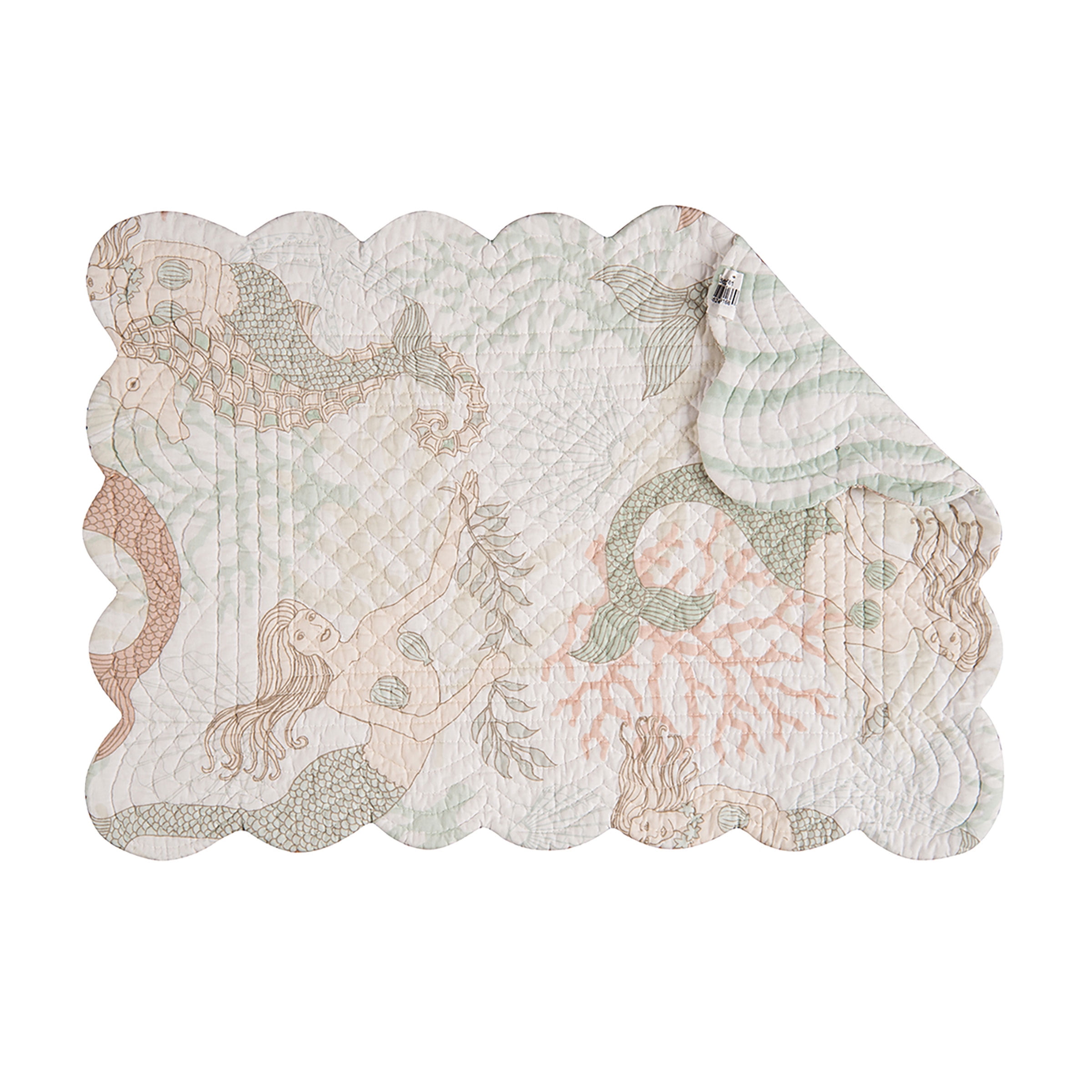 Mystic Echoes Cotton Quilted Reversible Mermaid Placemat Set of 6