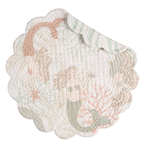 Mystic Echoes Cotton Quilted Round Reversible Placemats Set of 6, 17"