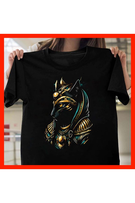 Mystic Egyptian Cat God Anubis Inspired T-Shirt Ancient Egyptian Feline Pharaoh Tee T1013, Softstyle for Unisex, Sizes S–5XL