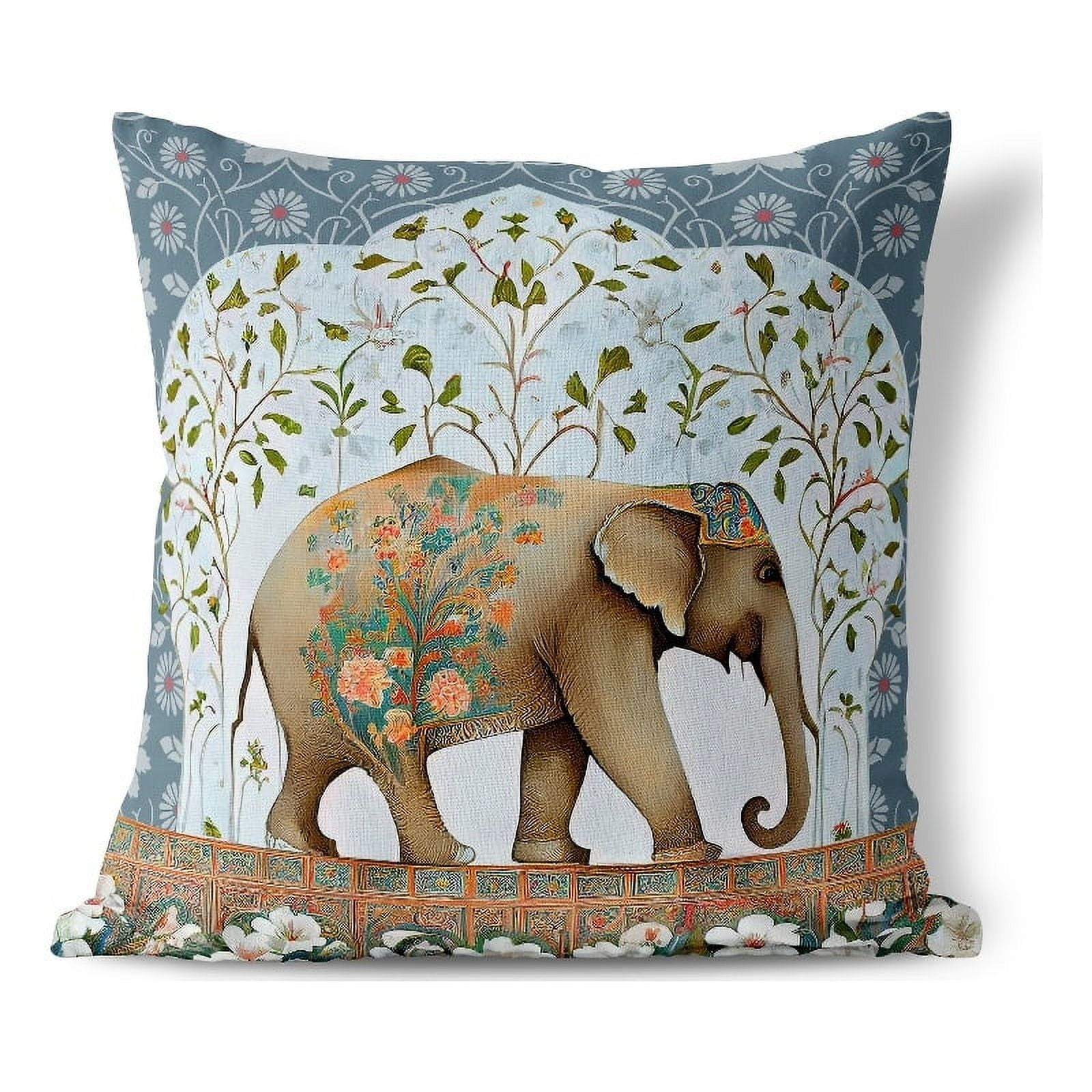 Mystic Elephant Indoor/Outdoor Pillow with Removable Cover in Gray ...