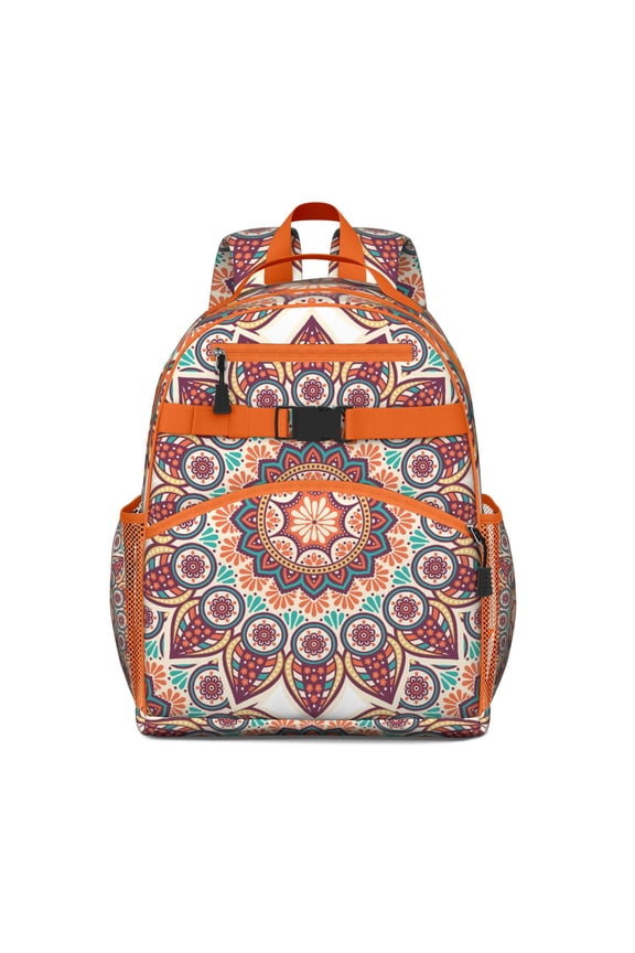 Mystic Ethnic Mandala Backpack - Adjustable & Ergonomic School Bag with Chest Strap