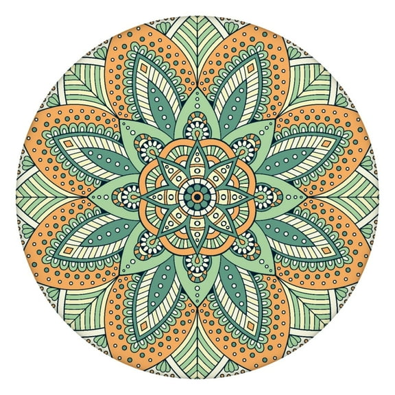 Mystic Ethnic Mandala Fitted Table Cover Spill-Proof Scratch-Resistant Round Elastic Tablecloth for Gatherings, Events