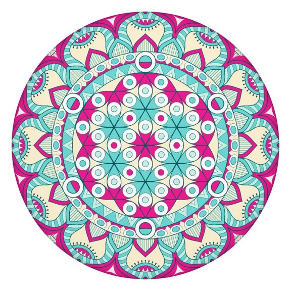 Mystic Ethnic Mandala Fitted Table Cover Spill-Proof Scratch-Resistant Round Elastic Tablecloth for Gatherings, Events