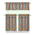 thumbnail image 1 of Mystic Ethnic Mandala Kitchen Curtains - 3 Piece Set with Valance and Tier Panels for Standard Windows, 1 of 5