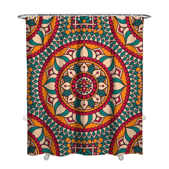 Mystic Ethnic Mandala Shower Curtain Hotel Style Bathroom Decor 72x84 Inch Quick-Dry Waterproof Fabric with 12 Hooks