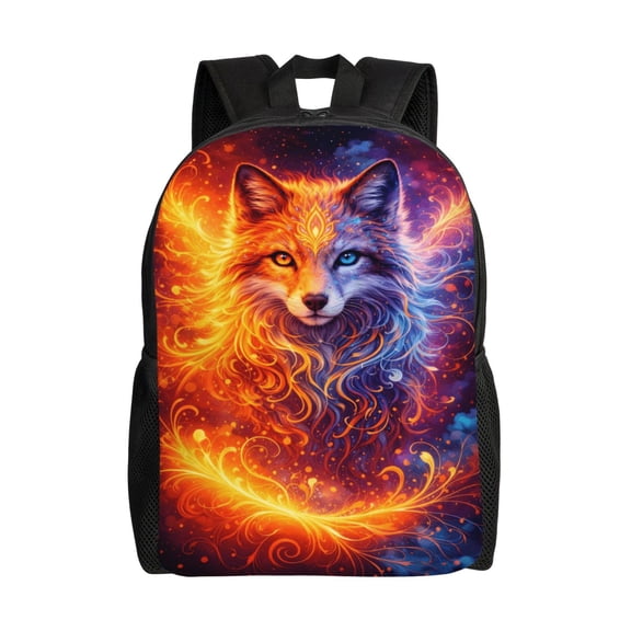 Mystic Fire And Ice Wolf Backpack Large Capacity Laptop Bag for Men and Women