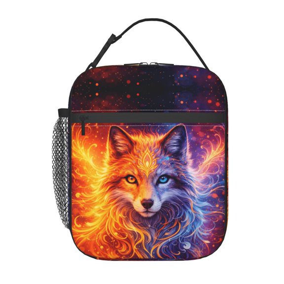 Mystic Fire And Ice Wolf Lunch Bag Portable Thermal Lunch Box for Men and Women
