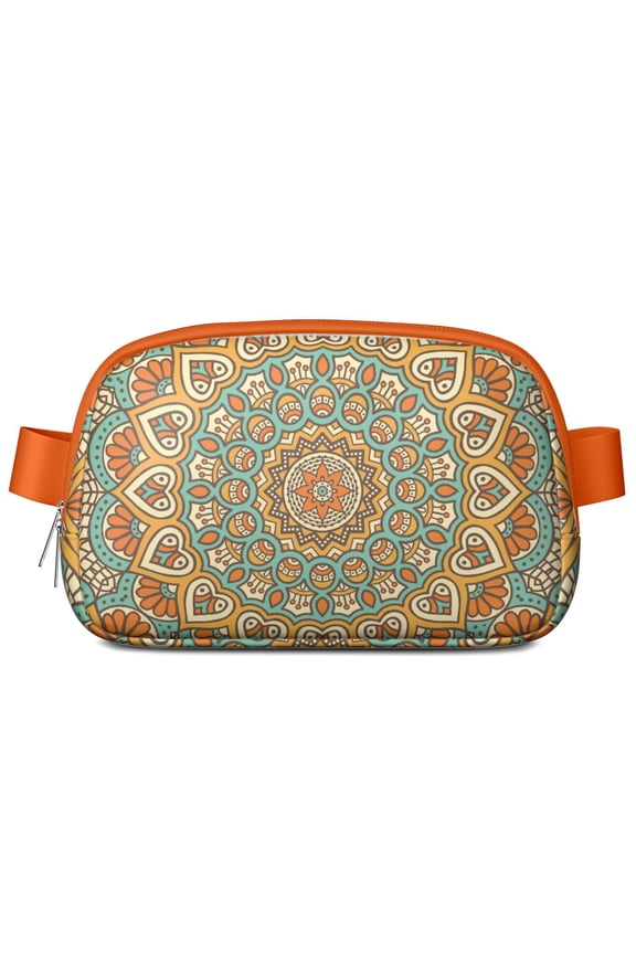 Mystic Floral Mandala Waist Bag – Tribal Boho Fanny Pack with Zen-Inspired Pattern & Traditional Folk Art