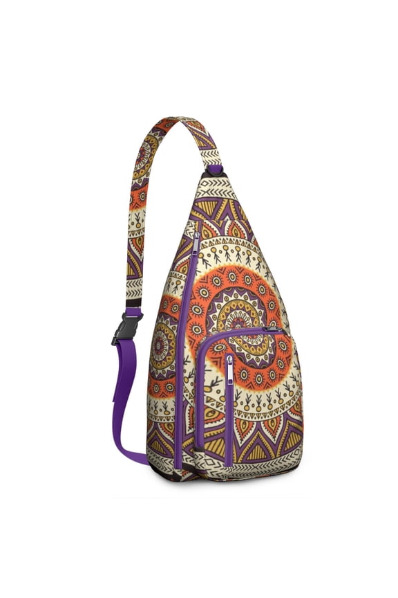 Mystic Folk Art Chest Bag - Ethnic Mandala Design Sling Backpack (Zen Meditation Essential)