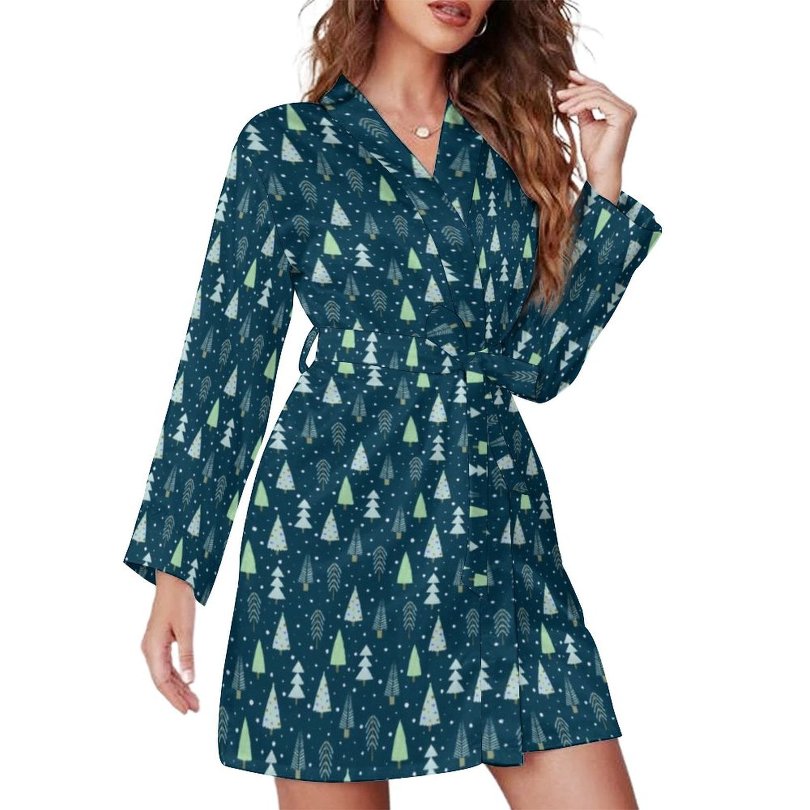 Mystic Forest Pajama Robe Woodland Fox Print Long Sleeve Home Pajamas ...