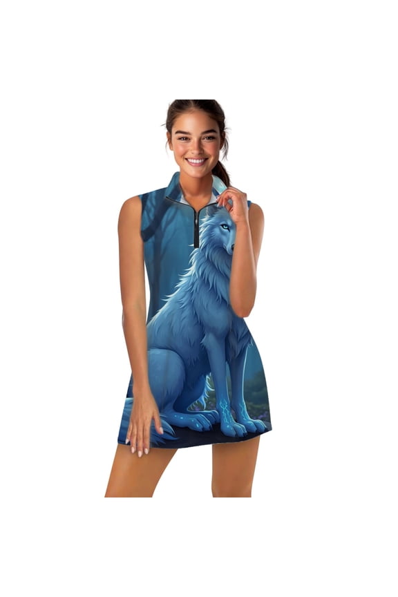 Mystic Forest White Wolf Sports Dresses Women Tennis Dress Outdoor Badminton Golf Quick-Drying And Breathable Sports Dress
