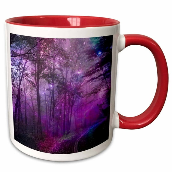 Mystic Forest With Deer In Surreal Light 11oz Two-Tone Red Mug mug-336293-5